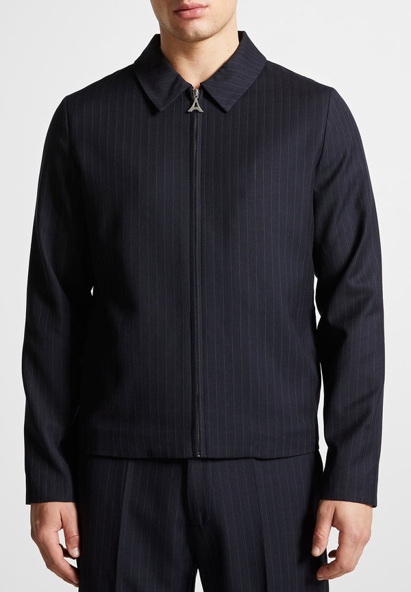 Pinstripe Tailored Jacket - Navy
