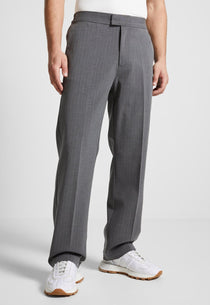 Relaxed Fit Pinstripe Tailored Trousers - Grey