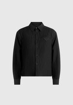 Arlo - Pinstripe Cropped Long Sleeve Shirt - Black