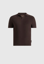 Rowen - Textured Knit Revere Polo Shirt - Brown