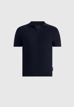 Rowen - Textured Knit Revere Polo Shirt - Navy
