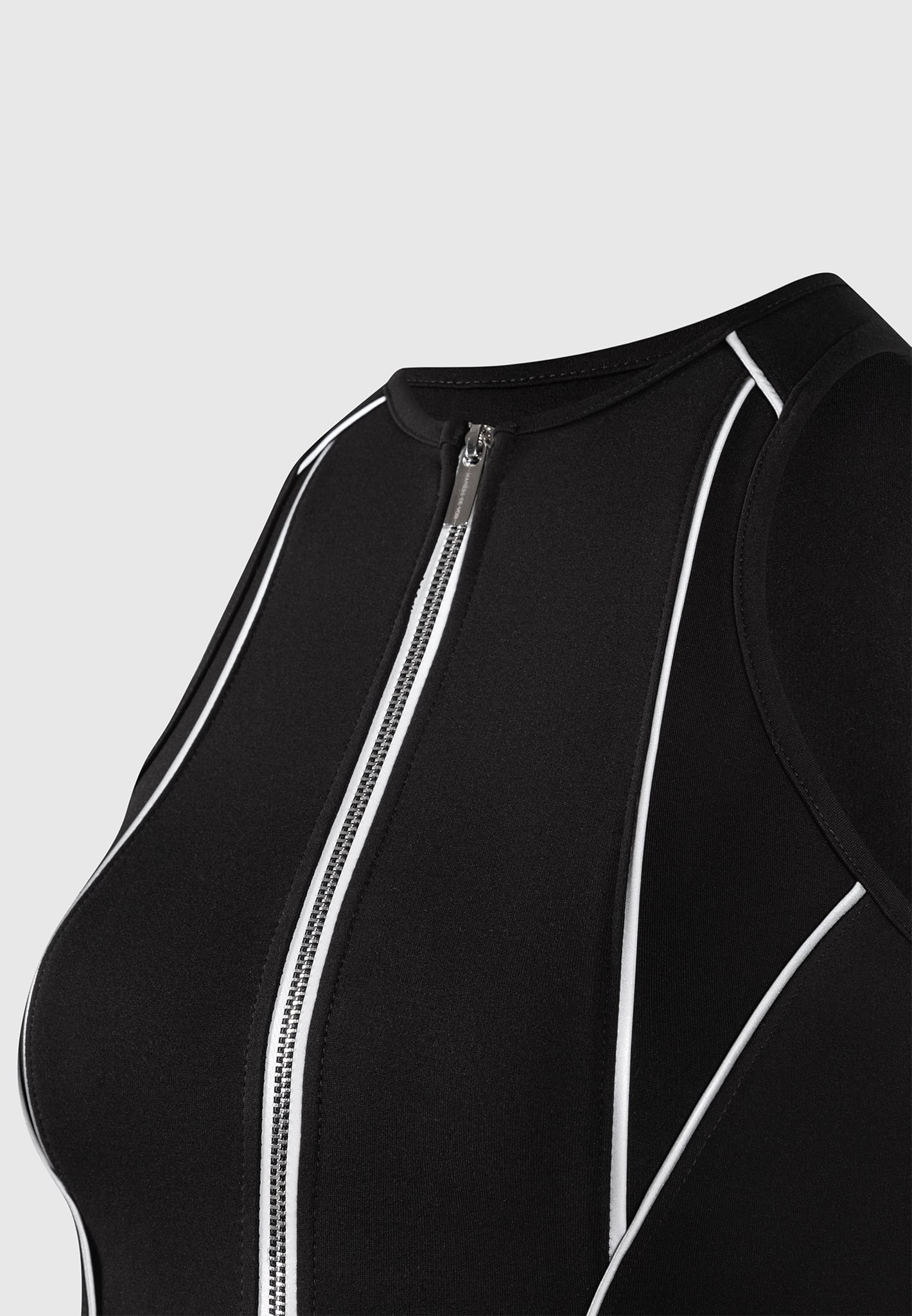 Reflective Piped Crop Top - Black
