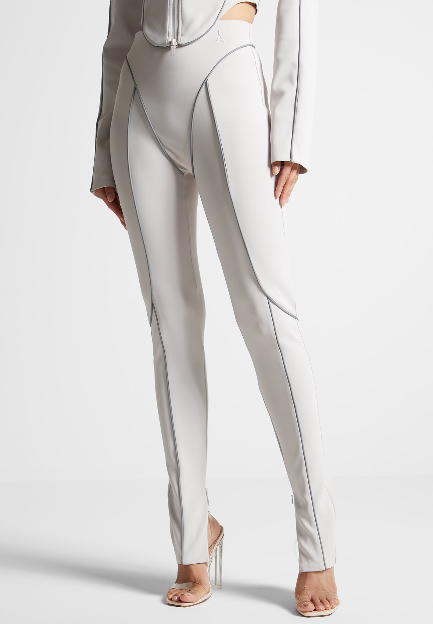Reflective Piped Leggings - Grey