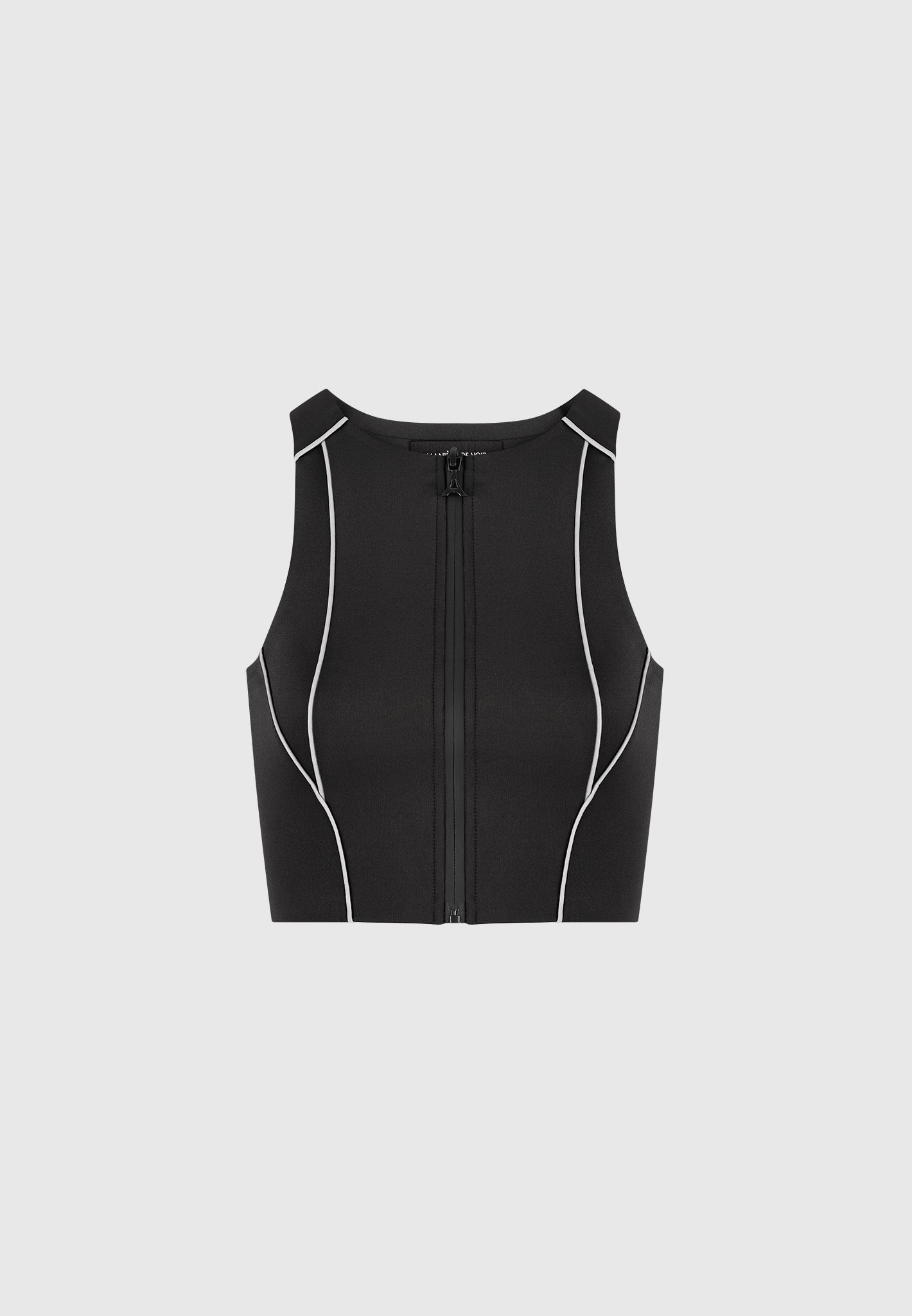 Reflective Piped Racer Crop Top Black Maniere De Voir