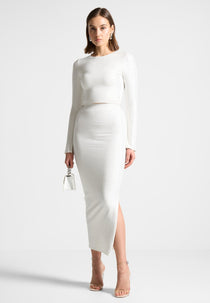 Rhinestone Bandage Midaxi Skirt - White