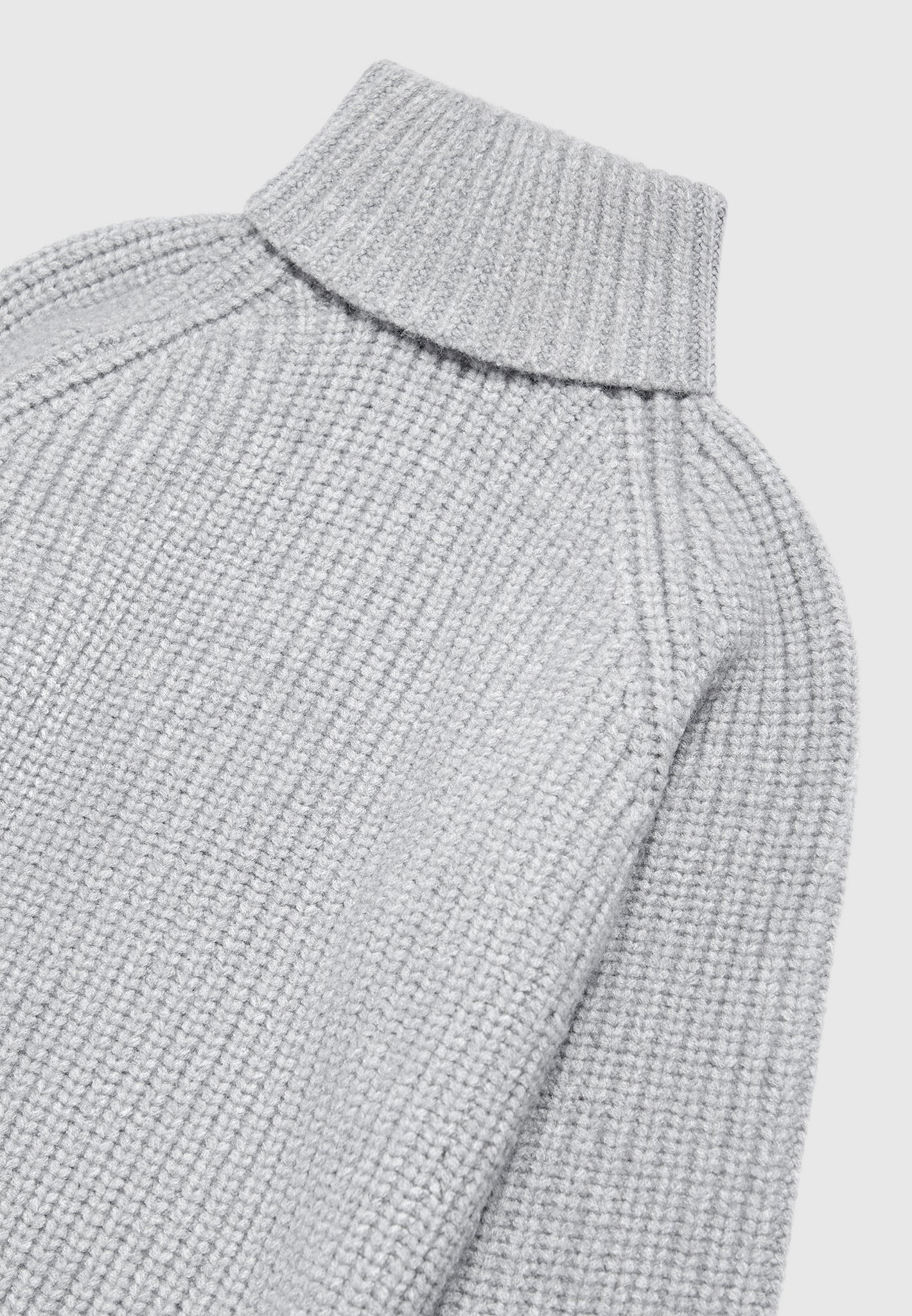 Roll Neck Chunky Knit Jumper Grey Maniere De Voir