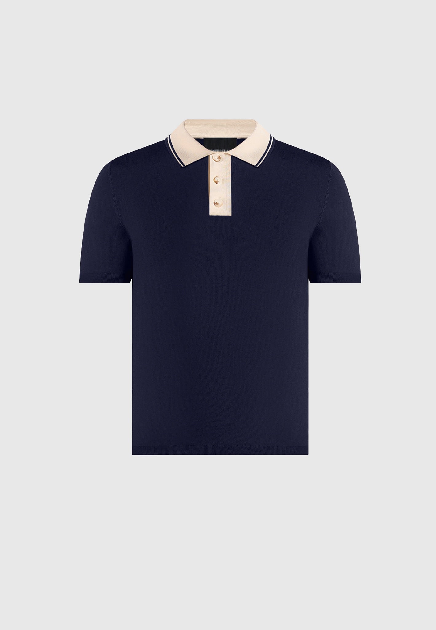 Roux - Contrast Detail Luxe Knit Polo Shirt - Navy