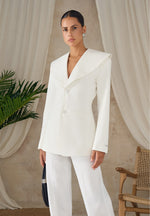 Emy - Shawl Hourglass Blazer - White