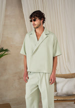 Abel - Boxy Double Breasted Tailored Shirt - Sage