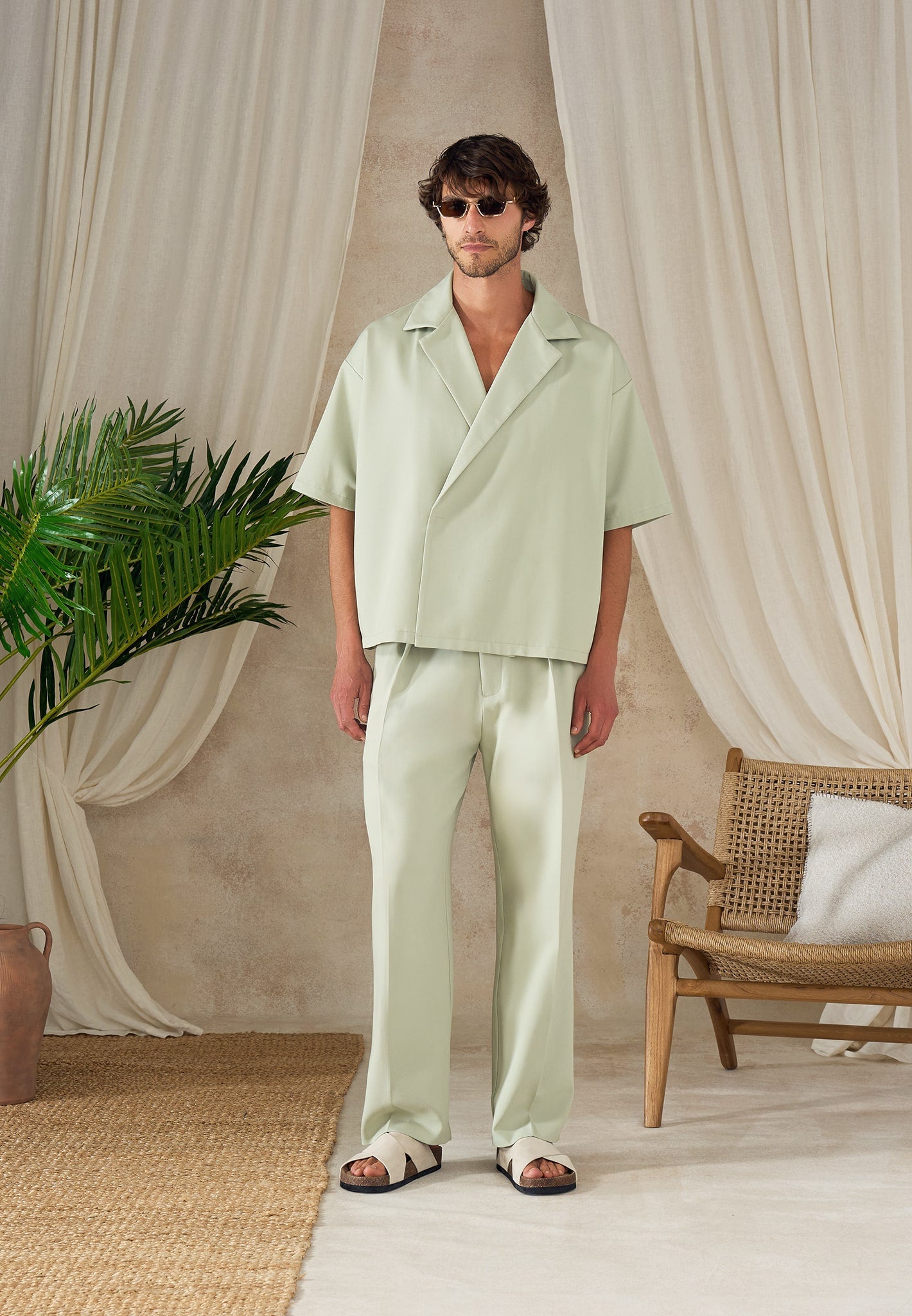 Pierre - Pleated Tailored Trousers - Sage