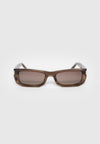 Milan - Curved-Frame Sunglasses - Brown