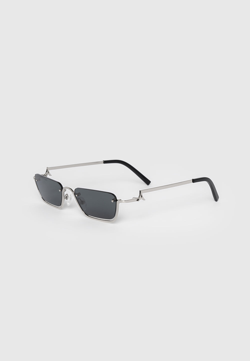 Sacha - Rectangular Frameless Sunglasses - Silver