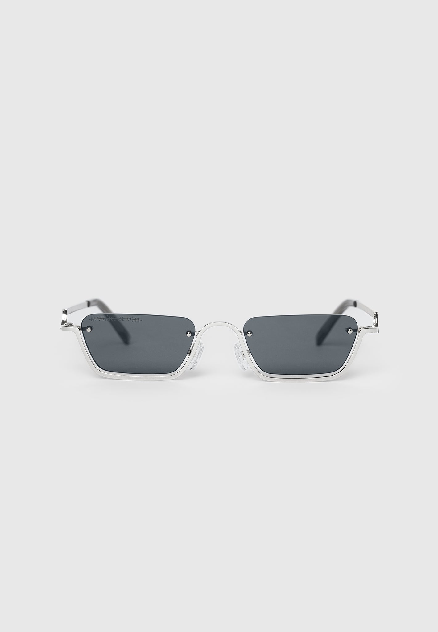 Sacha - Rectangular Frameless Sunglasses - Silver