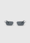Sacha - Rectangular Frameless Sunglasses - Silver