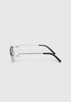 Sacha - Rectangular Frameless Sunglasses - Silver