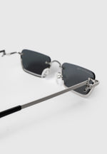 Sacha - Rectangular Frameless Sunglasses - Silver