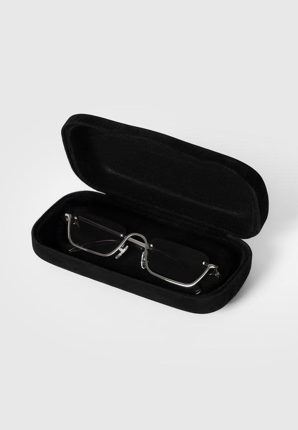 Sacha - Rectangular Frameless Sunglasses - Silver