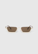 Sacha - Rectangular Frameless Sunglasses - Gold