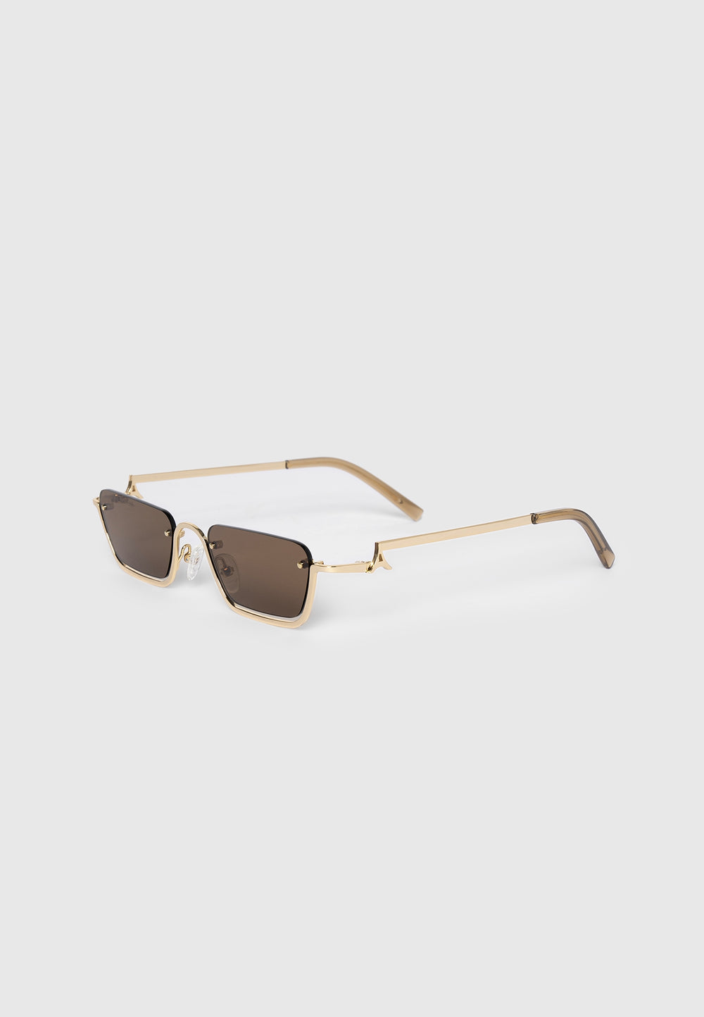 Sacha - Rectangular Frameless Sunglasses - Gold