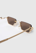 Sacha - Rectangular Frameless Sunglasses - Gold