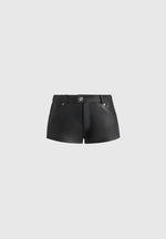 Samia - Leather Mini Shorts - Black