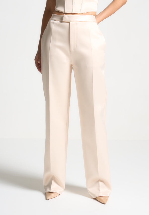 Bella - Satin Tailored Trousers - Champagne