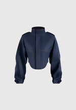 Solange - Denim Tacked Sleeve Corset Jacket - Indigo