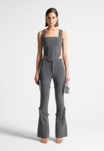 strap-detail-pinstripe-fit-and-flare-leggings-grey