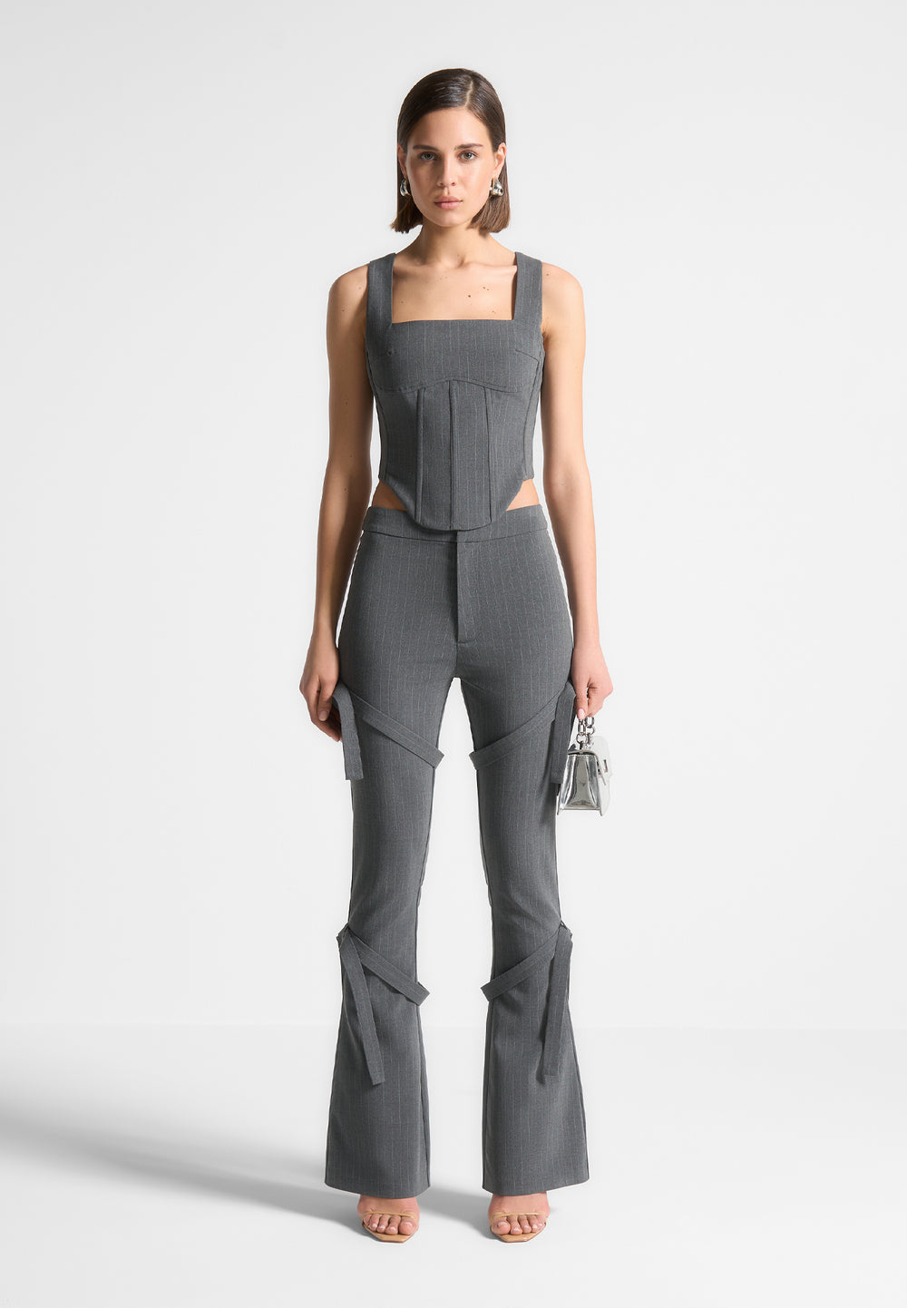 strap-detail-pinstripe-fit-and-flare-leggings-grey