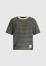 Riley - Unisex Striped Relaxed Fit Cotton T-Shirt - Black/Cream