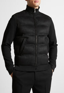 Vegan Suede & Jersey Heat Seal Jacket - Black