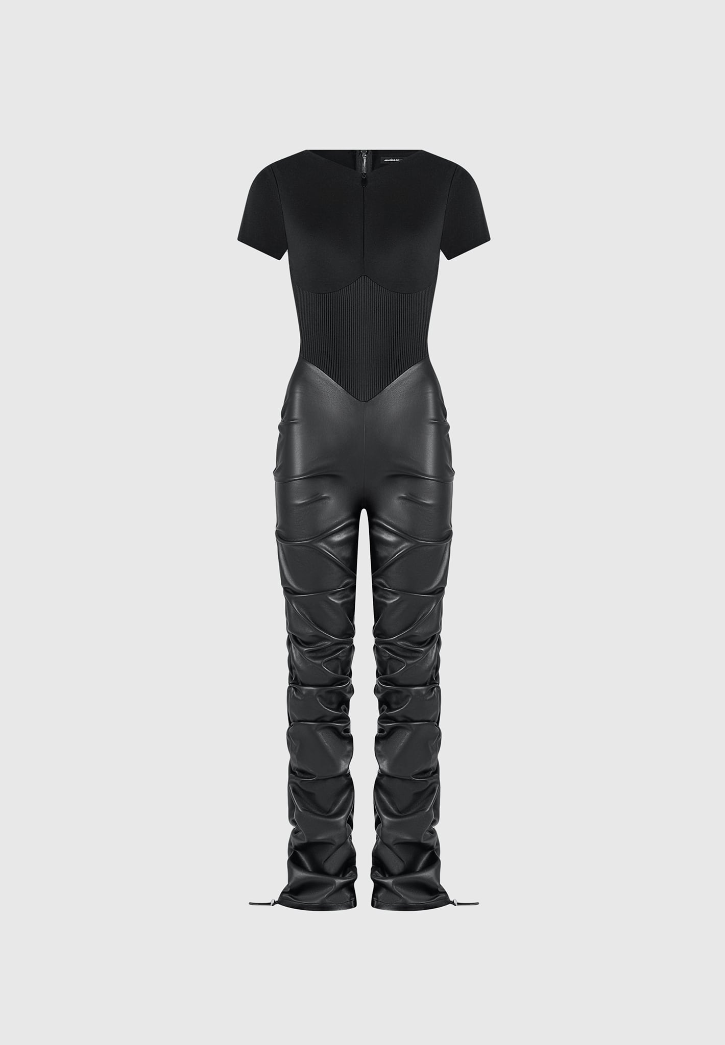 tacked-vegan-leather-t-shirt-jumpsuit-black