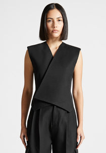 Laurence - Tailored Wrap Waistcoat - Black