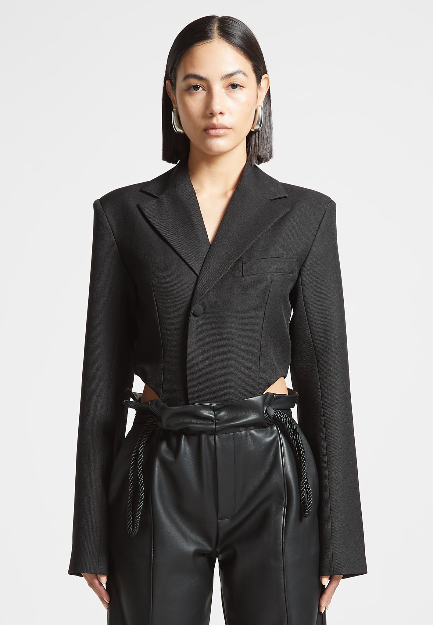 Tailored High Leg Blazer Bodysuit - Black | Manière De Voir