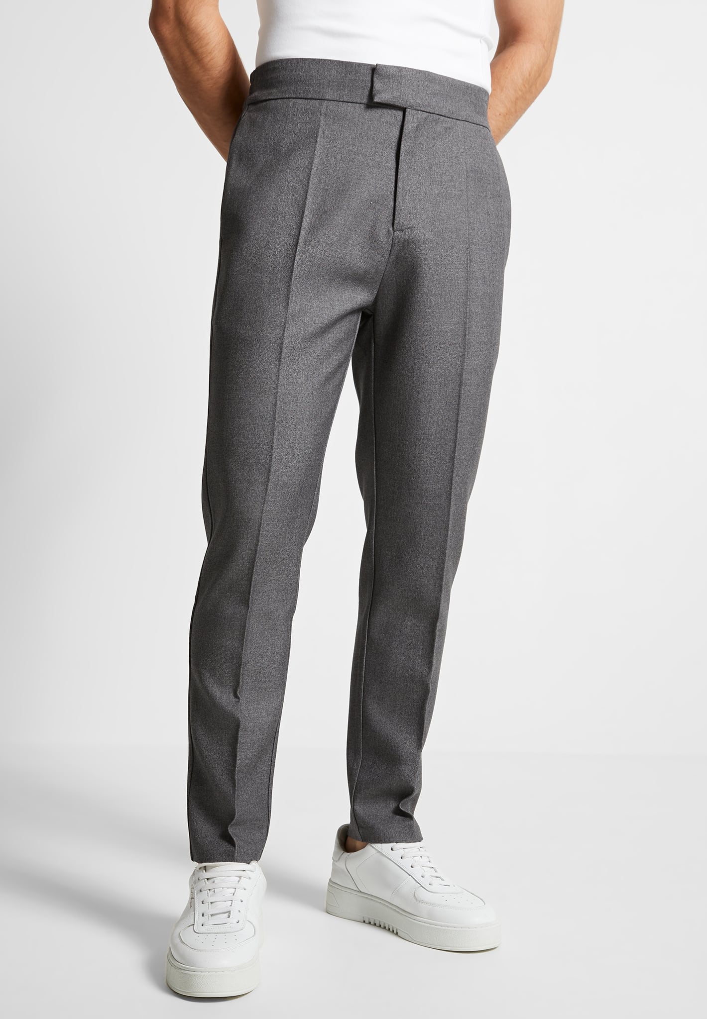 tapered-fit-pleated-tailored-trousers-grey