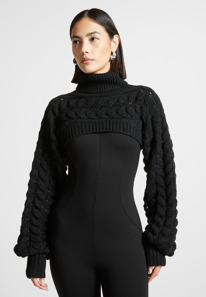 turtleneck-cable-knit-arm-warmers-black