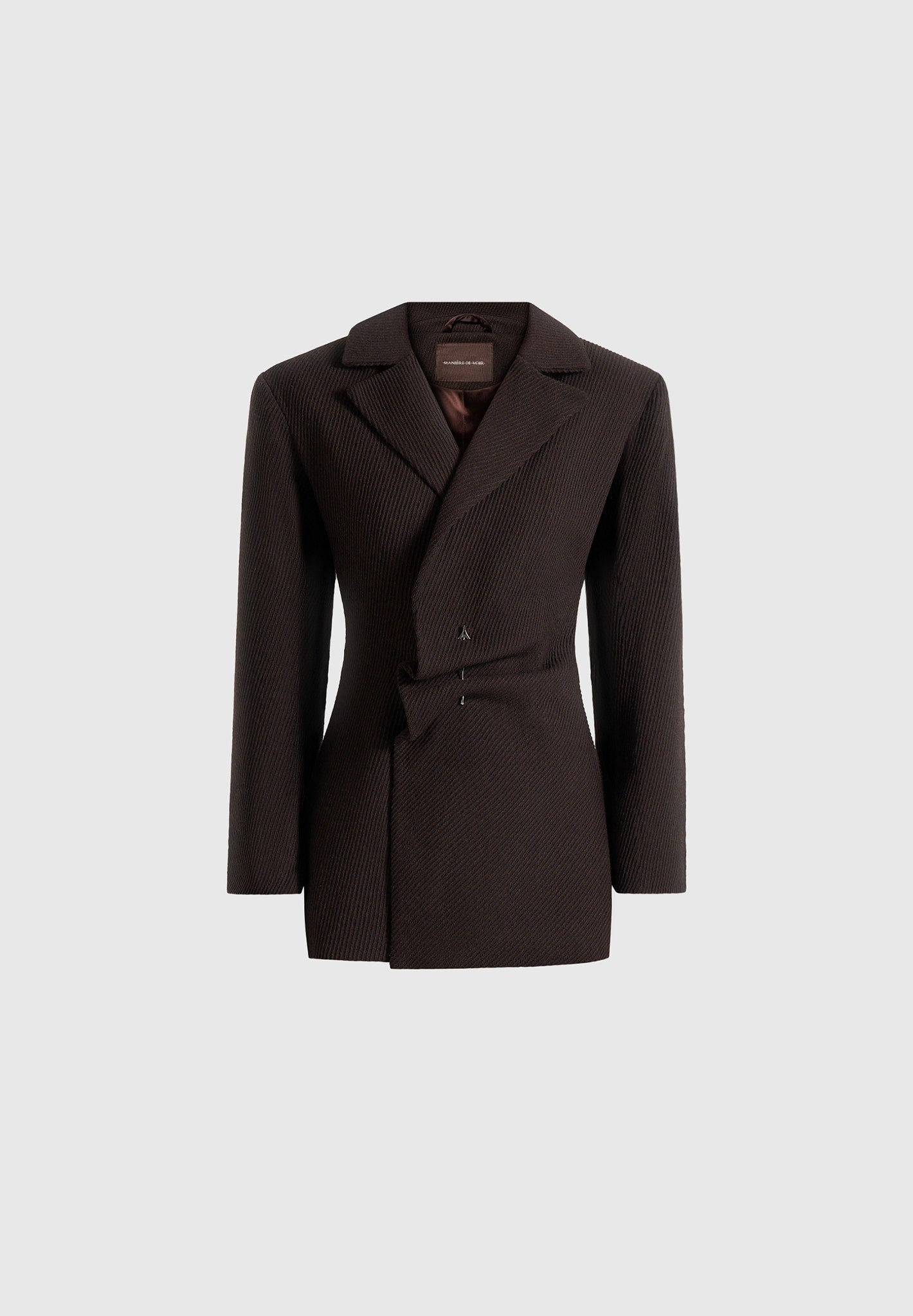 Sylvie - Oversized Wool Asymmetric Blazer Dress - Brown