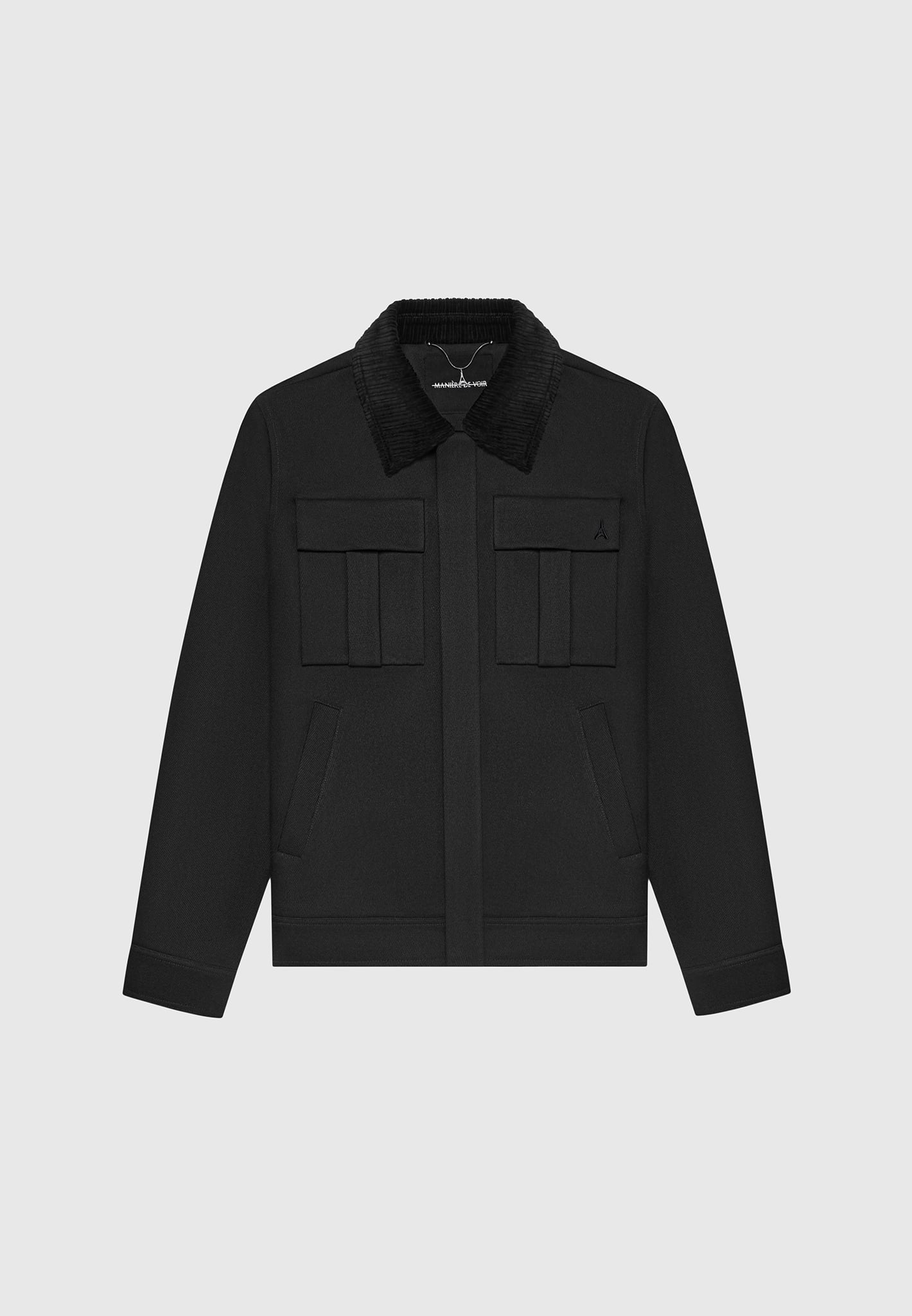 twill-trucker-jacket-with-velvet-collar-black