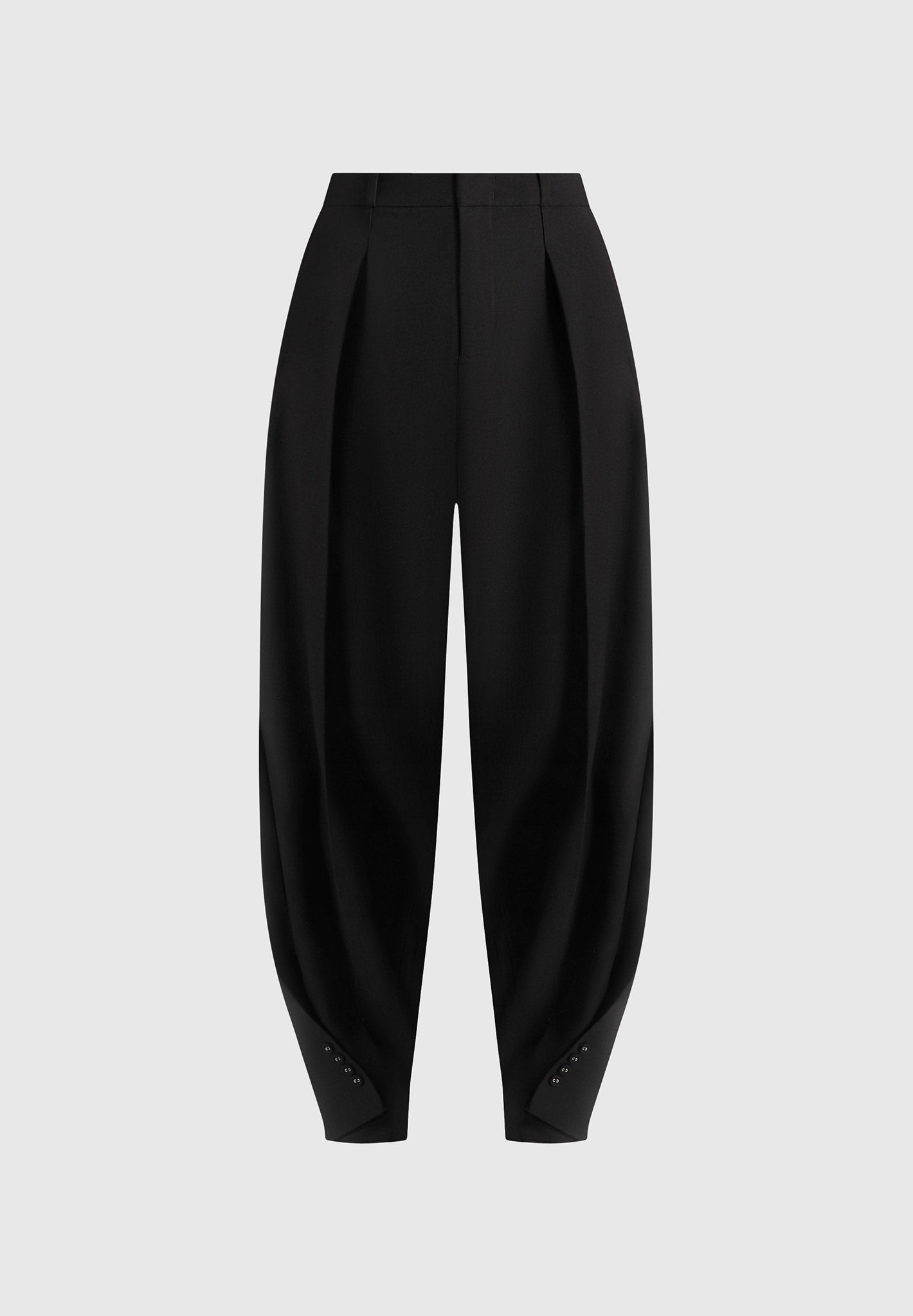 Sophie - Wool Twist Leg Tailored Trousers - Black