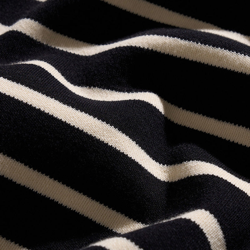Riley - Unisex Striped Relaxed Fit Cotton T-Shirt - Black/Cream