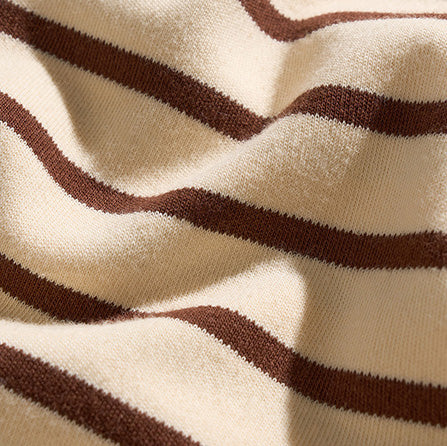 Riley - Unisex Striped Relaxed Fit Cotton T-Shirt - Cream/Brown