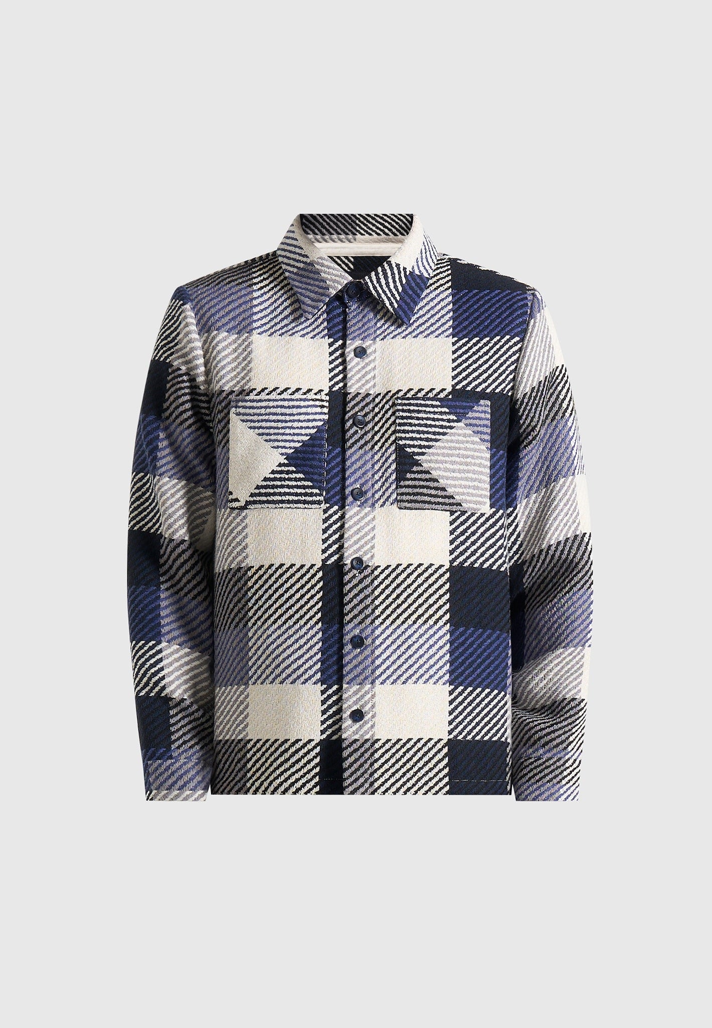 Rune - Unisex Check Overshirt - Navy