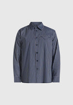Ronnie - Unisex Pinstripe Long Sleeve Shirt - Navy