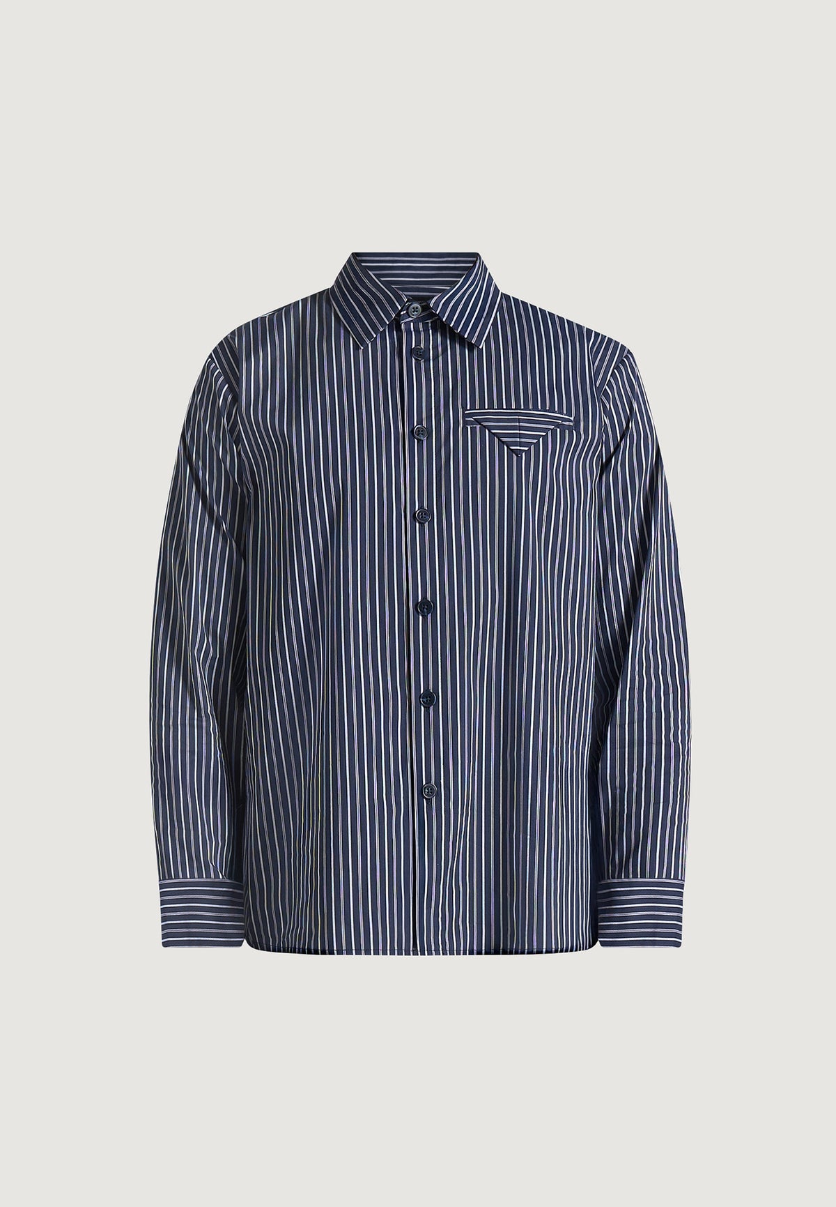 Ronnie - Unisex Pinstripe Long Sleeve Shirt - Navy