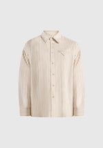 Ronnie - Unisex Pinstripe Long Sleeve Shirt - Beige