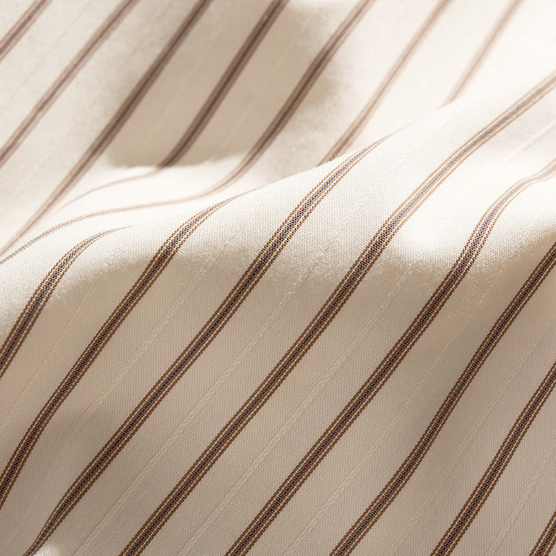 Ronnie - Unisex Pinstripe Long Sleeve Shirt - Beige