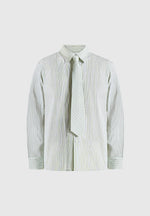 Dylan - Unisex Pinstripe Long Sleeve Shirt With Detachable Tie - Sage