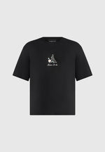 TS008 - Unisex Floral Eiffel Cotton T-Shirt - Black