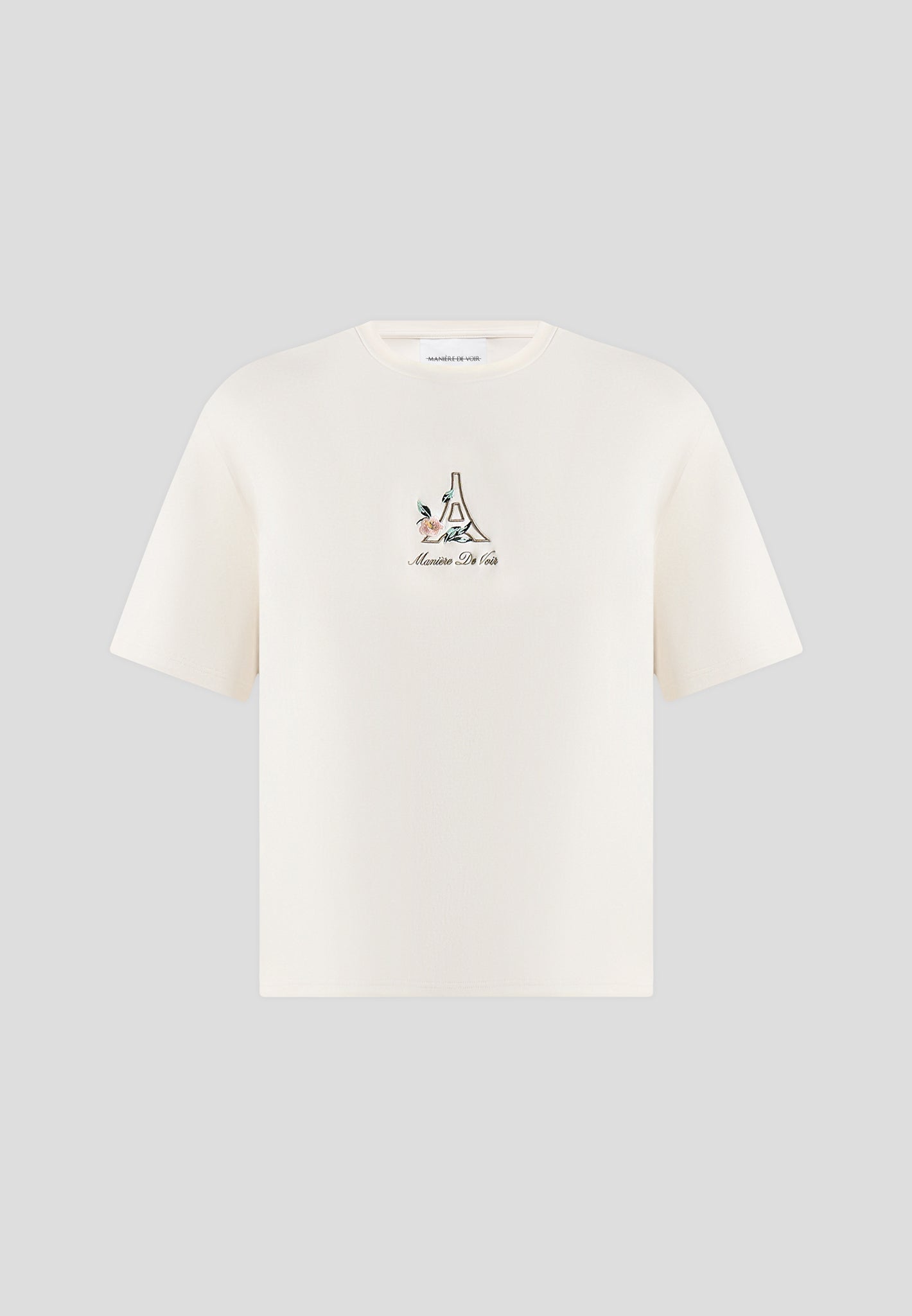 TS008 - Unisex Floral Eiffel Cotton T-Shirt - Cream
