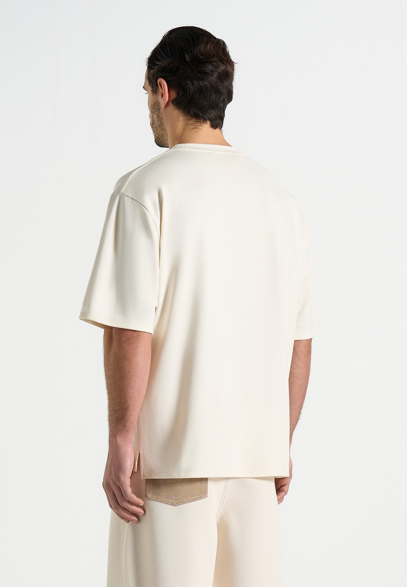 TS008 - Unisex Floral Eiffel Cotton T-Shirt - Cream